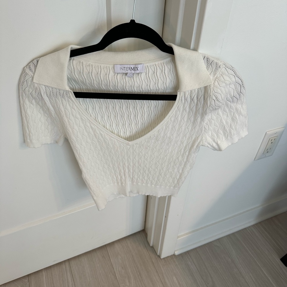 INTERMIX Cream Knit Crop Top